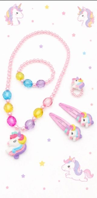 Set Joyería Unicornio collar pulsera anillo gancho