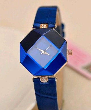 Reloj de pulsera mujer azul y dorado