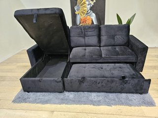 Sofá Cama Chaiselongue Negro de 215cm con Arcón