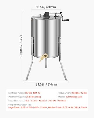 Estrattore di Miele in Acciaio Inox, Centrifuga Ma