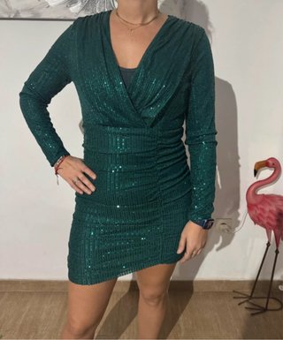 Vestido de fiesta verde lentejuelas