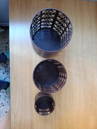 Portacandele/Fioriere Decorative Marroni (Set 3)