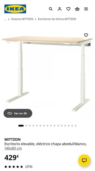 Escritorio elevable eléctrico MITTZON 140x80