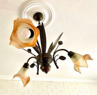 Conjunto 4 lámparas vidrio y forja