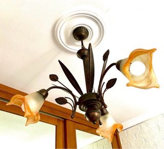 Conjunto 4 lámparas vidrio y forja