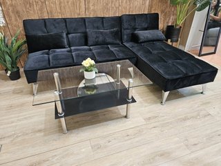 Sofá Cama Chaise Longue Negro de 200cm