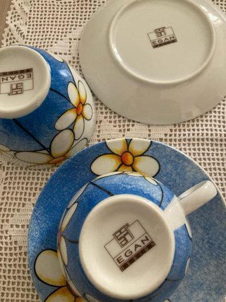 Set 2 Tazze e Piattini Fiori
