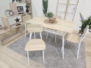 Mesa de forja y madera con 4 sillas