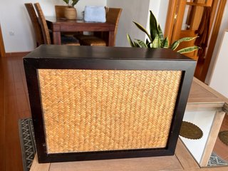 Caja Antigua Madera Maciza y Mimbre