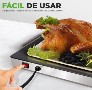 Calienta platos negro con asas