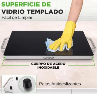 Calienta platos negro con asas