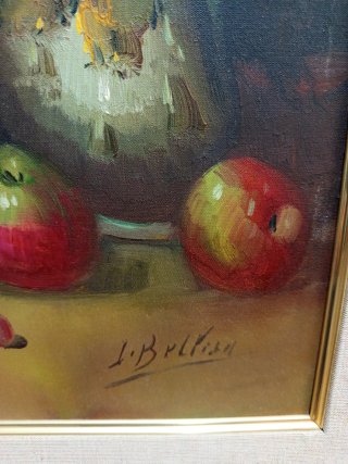 Bodegón en lienzo: Frutas y Jarra