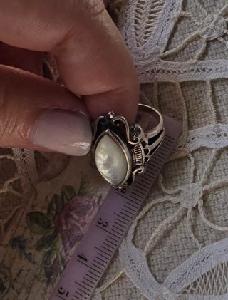 Anillo antiguo de  Plata con Piedra Lunar