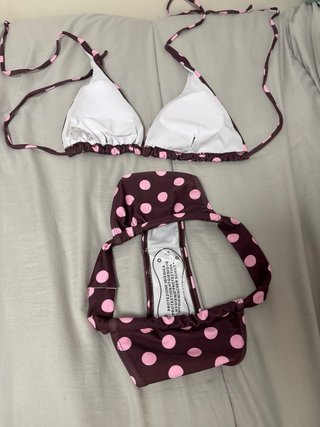 Bikini lunares marrón y rosa