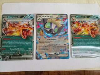 Lote 3 Cartas Pokémon Charizard EX y Grafiai EX