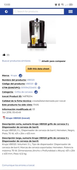 Grifo tirador de cerveza Krups 5120