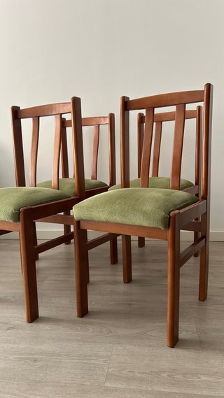 Juego de 4 Sillas Comedor Madera Tapizadas
