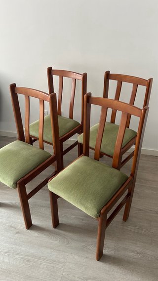 Juego de 4 Sillas Comedor Madera Tapizadas