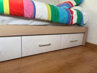 Cama juvenil con cajones, estanteria y mesa