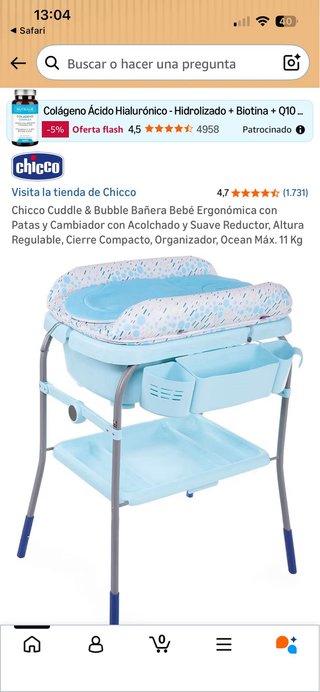 Bañera Bebé Ergonómica Chicco Cuddle & Bubble