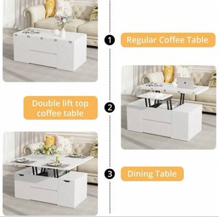 Mesa centro elevable multifuncional blanca