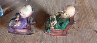 Huchas Pareja Ancianos Mecedora