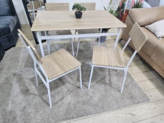 Mesa comedor madera y forja con 4 sillas