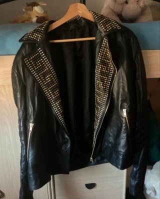 Chaqueta Biker Versace x H&M Cuero Tachuelas Talla