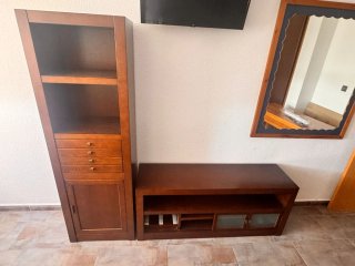 Conjunto Mueble TV Salón Madera y Cristal