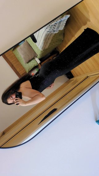 Vestido largo negro con brillos, algodón