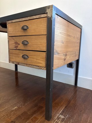 Scrivania in legno e ferro battuto - ARTIGIANALE