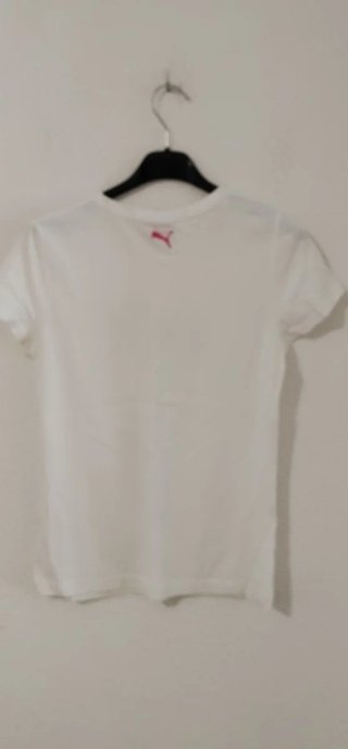Camiseta Puma Blanca con Logo Rosa