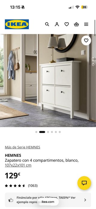 Zapatero Ikea Hemnes 4 compartimentos