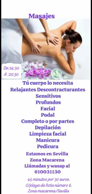 Masajes terapéuticos. En Sevilla. Zona Macarena.