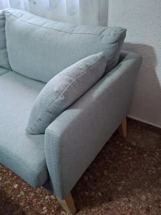 Sofá nórdico gris 3 plazas verde agua