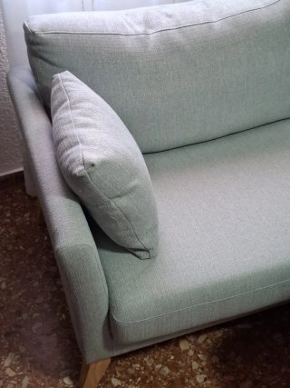Sofá nórdico gris 3 plazas verde agua