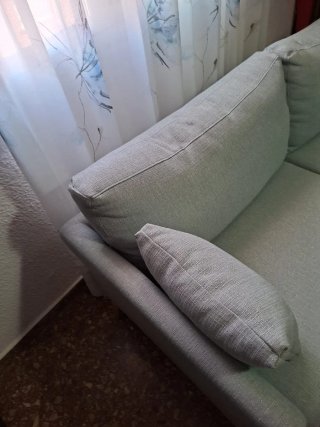 Sofá nórdico gris 3 plazas verde agua
