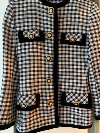 Chaqueta Estilo clásico de Cuadros Blanco y Negro