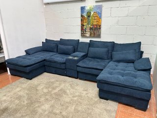 Sofá Chaise Longue Doble Azul
