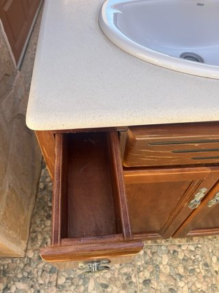 Mueble de baño rústico madera + lavabo