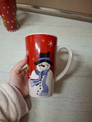 Tazas altas de cerámica navideña con bandeja