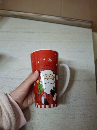 Tazas altas de cerámica navideña con bandeja