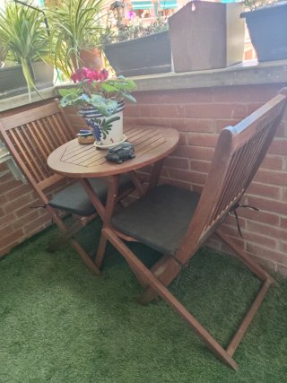 Conjunto Mesa y Sillas Jardín Madera