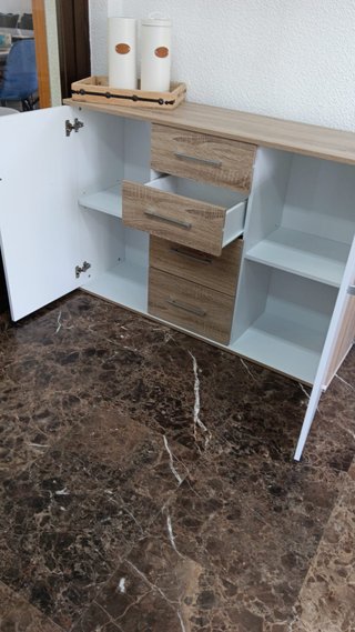 Aparador Multiusos Blanco y Madera