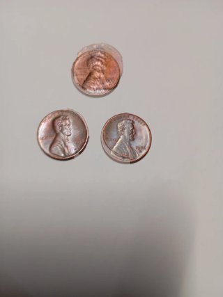 3 Monedas One Cent USA 1984D 1986D 1977D,.