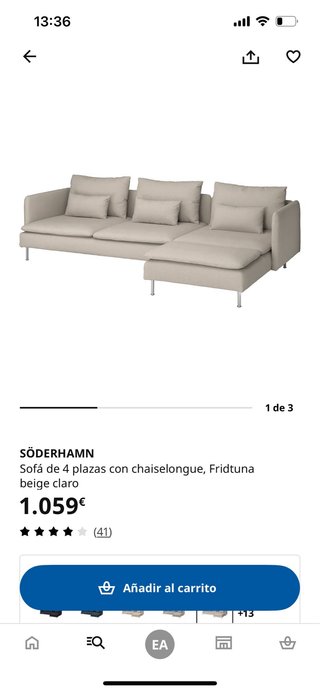 Divano SÖDERHAMN beige chiaro con chaiselongue