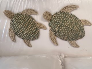 Decoración Tortugas Mimbre (Beige/Verde)