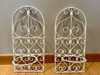 Soporte pared forja blanco macetas