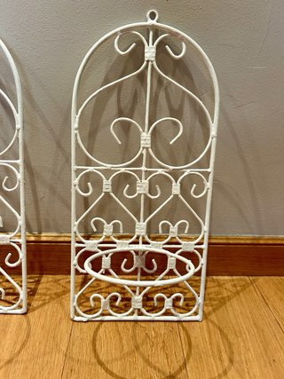 Soporte pared forja blanco macetas