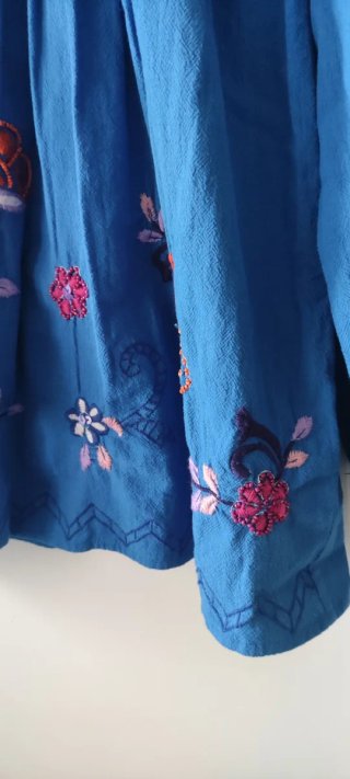 Blusa bordada azul mujer talla única